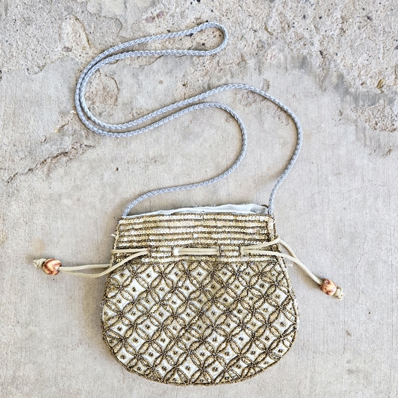 Sequin Beaded Satin India Wedding Drawstring Evening Prom Crossbody Shou… - Picture 3 of 6